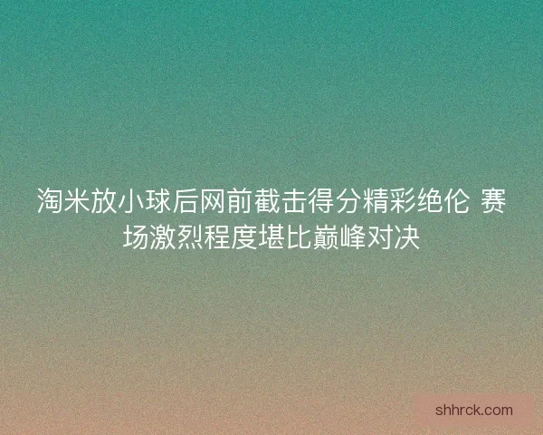 淘米放小球后网前截击得分精彩绝伦 赛场激烈程度堪比巅峰对决
