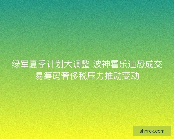 绿军夏季计划大调整 波神霍乐迪恐成交易筹码奢侈税压力推动变动