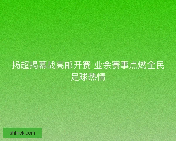 扬超揭幕战高邮开赛 业余赛事点燃全民足球热情